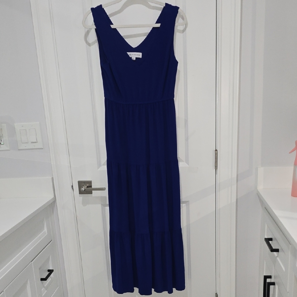 Emma & Michele Blue Sleeveless V-Neck Maxi Dress
